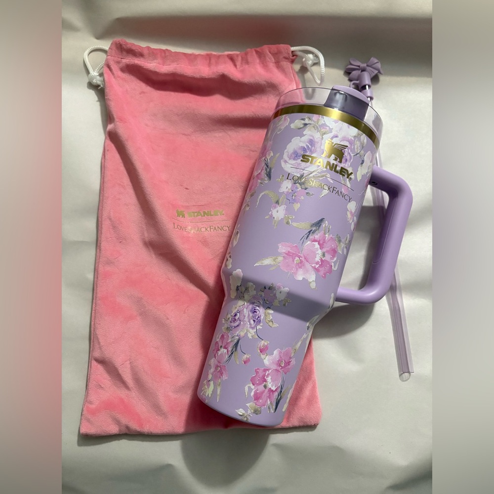 Stanley x Loveshack Fancy 40 Oz. Lavender Floral Travel Tumbler with Handle